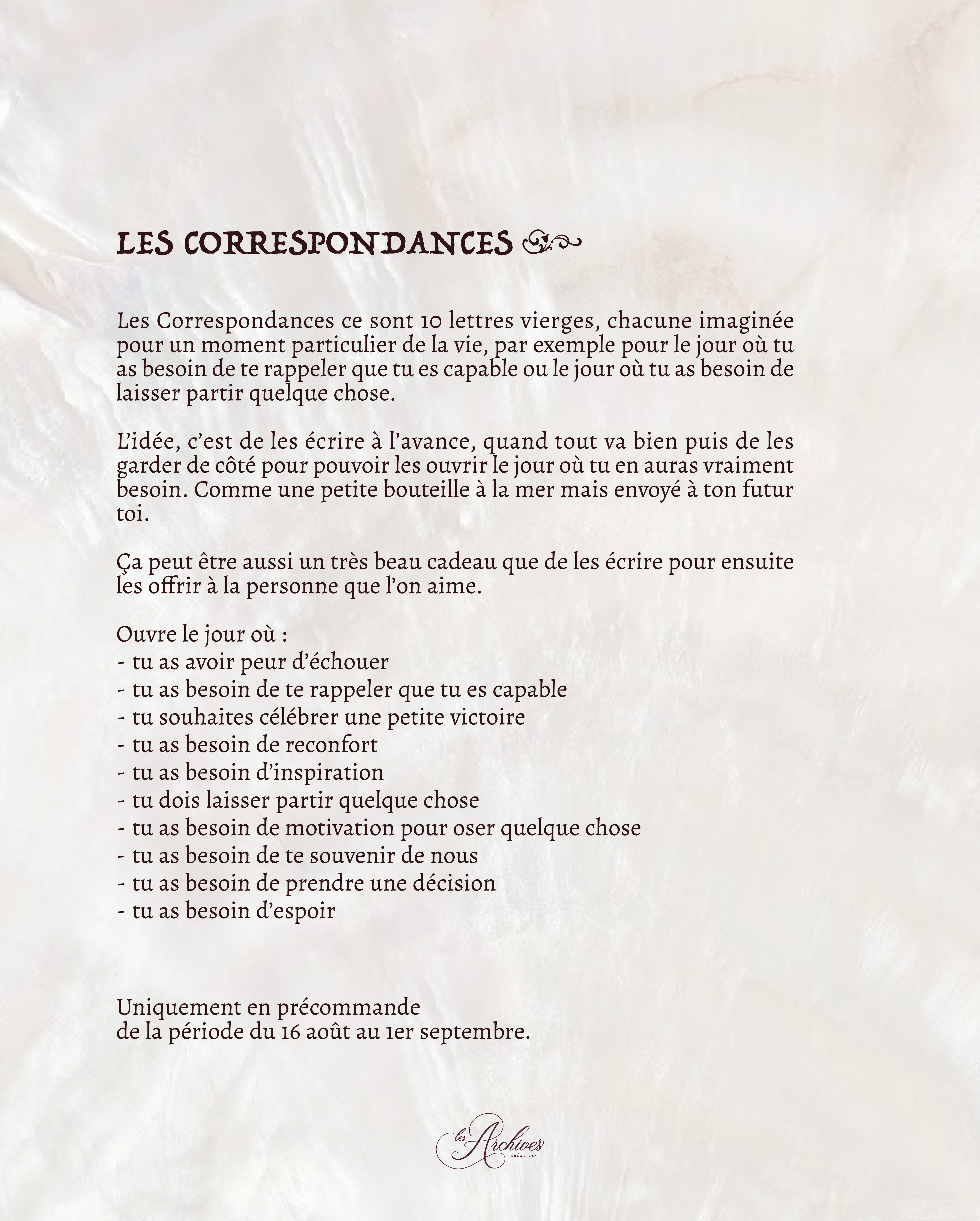 Les Correspondances, texte de présentation